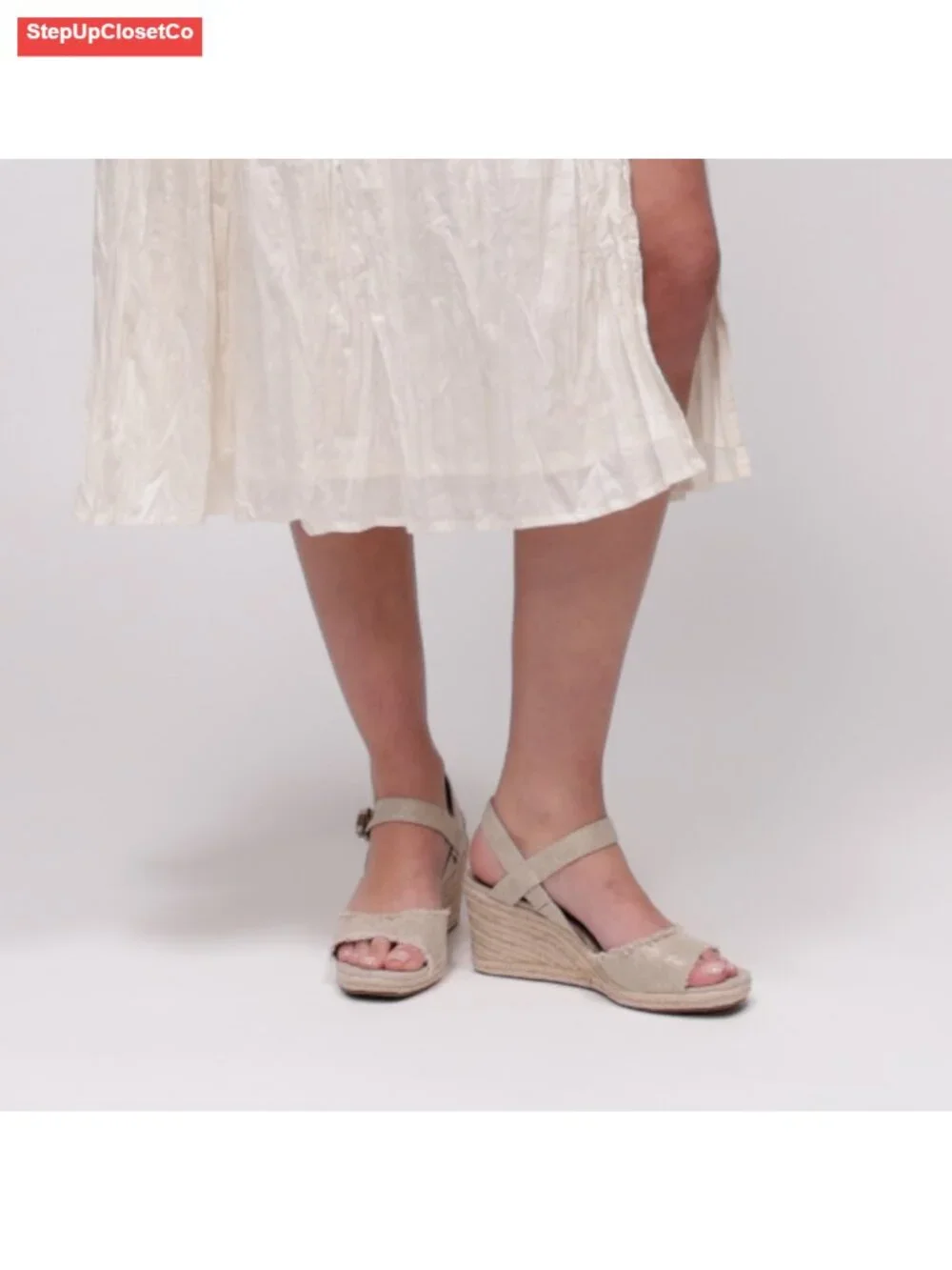 Textile Espadrille Wedge Sandal with Ankle Strap